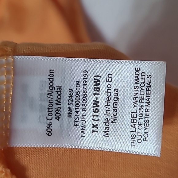 💥3/12Terra & Sky Women's Short Sleeve Sunny Orange V-Neck Top size 1X (16W-18W) - Picture 4 of 7